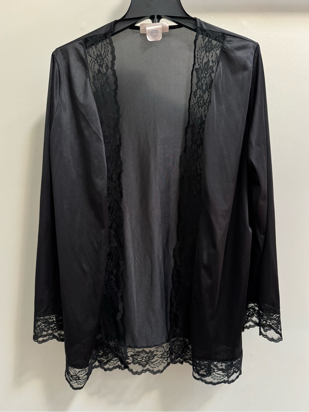Undercover Wear Vintage Black Lace Trim Loungewear Robe Size Tall Large